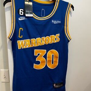 Nike Blue and Yellow Warriors Jersey Curry 30